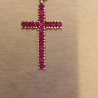 croce oro bianco con rubini...