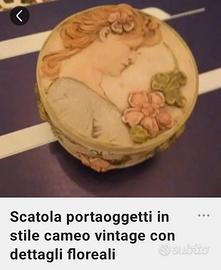 porta oggetti vintage con foto di donna 