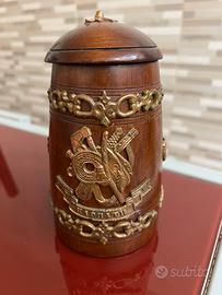 Boccale  birra  in legno  rintagliato