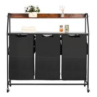 Cesto Portabiancheria a 2 Ripiani a 3 Scomparti