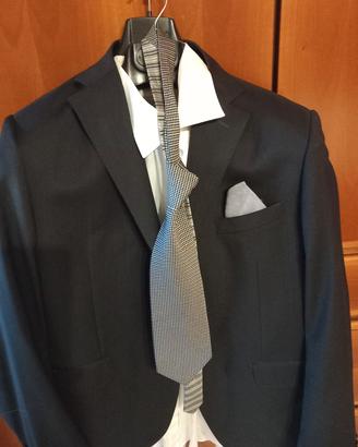 giacca uomo nuova nera taglia 56 camicia  cravatta