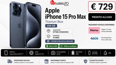 Apple iPhone 15 Pro Max Titanio Blue 256 Gb