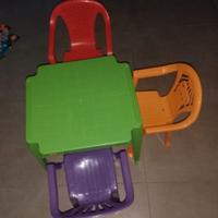 tavolino con 3 sedie colorate 