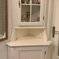 Credenza Angoliera Vetrina Cucina Shabby in Legno