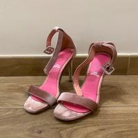 Sandali aperti tacco 10 cm rosa in velluto