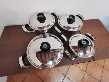 Batteria 4 pentole Acciaio Inox 18/10 fondo 1 cm