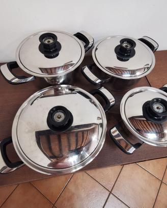 Batteria 4 pentole Acciaio Inox 18/10 fondo 1 cm