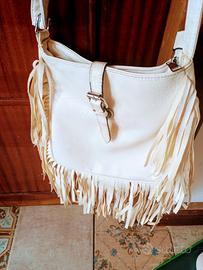 borsa bianca con frange 