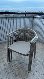 6 sedie da giardino con braccioli in polipropilene