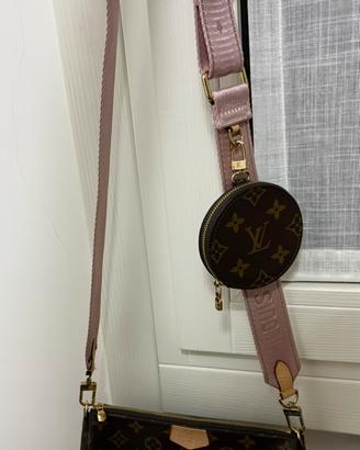 Borsa a tracolla marrone/rosa
