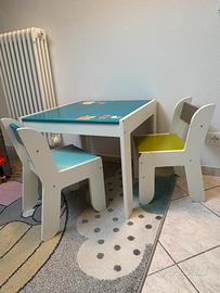 Tavolino e sedie bambini legno gioco