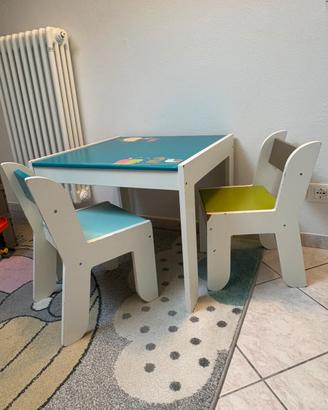 Tavolino e sedie bambini legno gioco