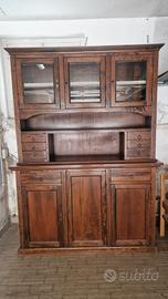 credenza antica in legno massello con vetrina 