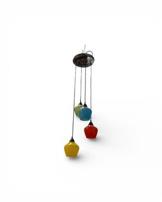 Lampadario stilnovo anni 50 chandelier vetri color