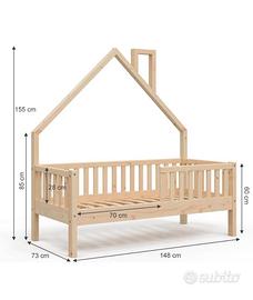 Letto casetta montessori pino naturale "Noemi"