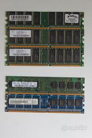 Lotto (tre) ram DDR/DDR2 2x256mMb 1x64Mb 2x512Mb U
