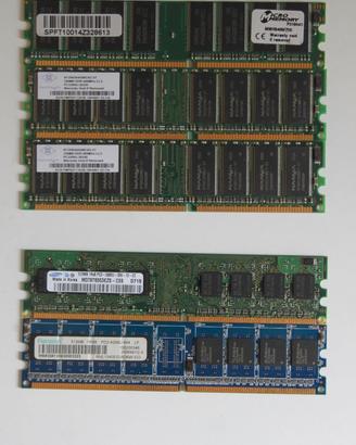 Lotto (tre) ram DDR/DDR2 2x256mMb 1x64Mb 2x512Mb U
