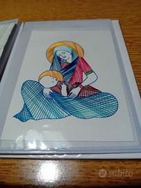 Madonna e bambino su cartoncino 