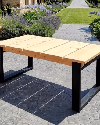 Tavolo industrial design legno massello giardino 