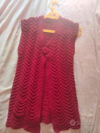Gilet lungo all' uncinetto con filato di cotone