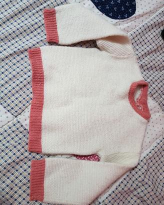 Maglioncino maglione lana neonata handmade
