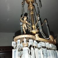 lampadario in ottone e cristallo 
