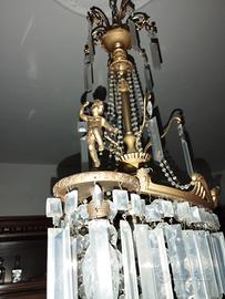 lampadario in ottone e cristallo 