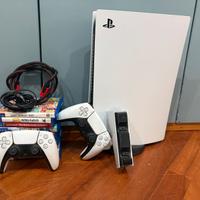 Ps5 + dualsense+base di ricarica+giochi