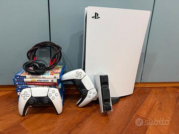 Ps5 + dualsense+base di ricarica+giochi