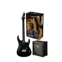 KIT CHITARRA ELETTRICA NERA CON AMPLIFICATORE