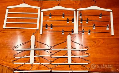 Set 5 grucce multiple salvaspazio legno bianco