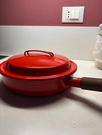 Pentola vintage smaltata rossa corallo Arabia