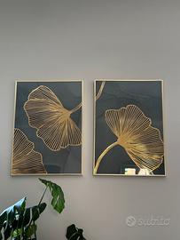 Set di 2 cornici metalliche d'oro con poster