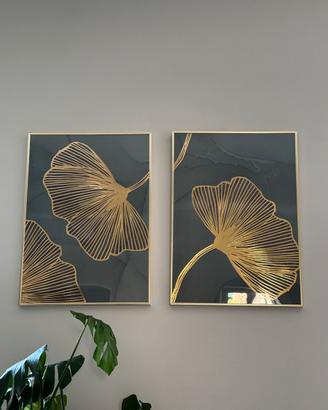 Set di 2 cornici metalliche d'oro con poster