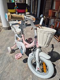 bicicletta bambina rosa con cestino nuovoa