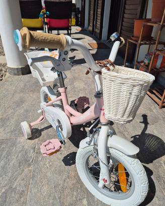 bicicletta bambina rosa con cestino nuovoa