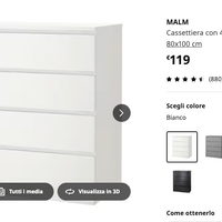 Cassettiera IKEA MALM bianca con 4 cassetti