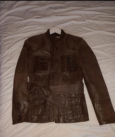 giacca pelle con cintura