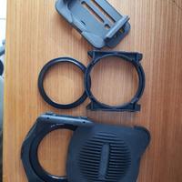 2 staffe portafiltri, anelli 55 e 62mm e 3 filtri