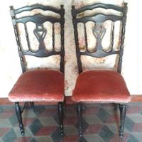 2 rare sedie d'epoca '900 legno pregiato liberty