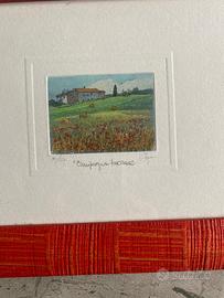 Quadretti vintage con litografia su ottone