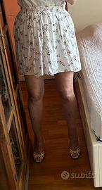 Gonna bianca a fiorellini viscosa M