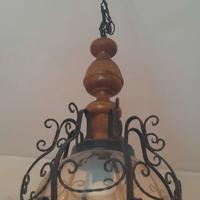 Lampadario in FERRO BATTUTO e VETRO