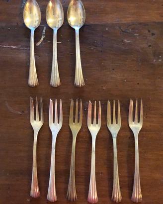 Set 9 Posate Dolce Antiche Ventaglio Placcato