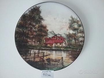 CERAMICA GRANDE PIATTO DIPINTO A MANO 60 cm