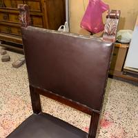 Sedia antica noce pelle zampe leone