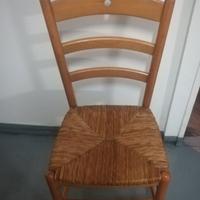 5 sedie legno con seduta in paglia 
