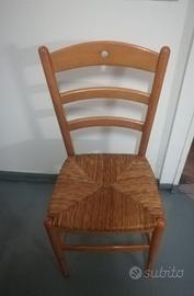 5 sedie legno con seduta in paglia 
