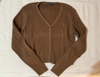 Cardigan Brandy Melville marrone a costine