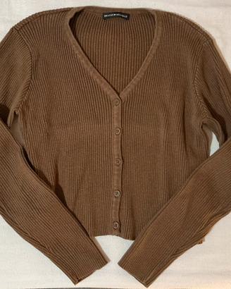 Cardigan Brandy Melville marrone a costine
